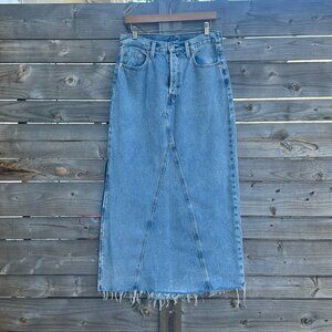 Levi's Women's Relaxed High Waist Side Slit Long Maxi Denim Skirt Classic - 28